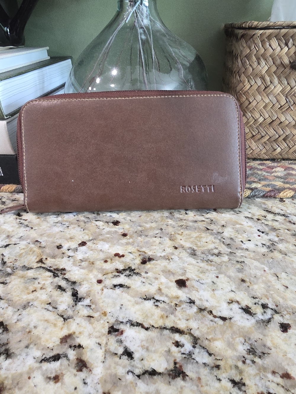 Rosetti Brown Zip-Around Vegan Leather Wallet